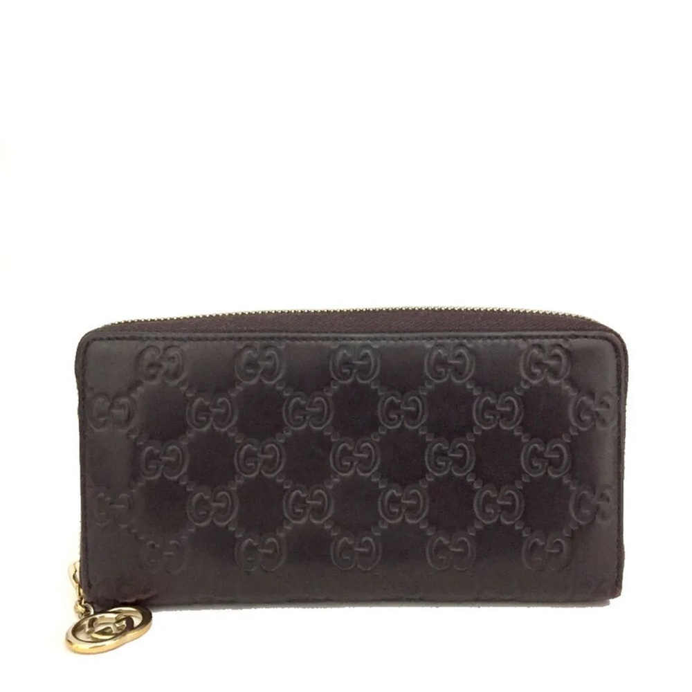 GUCCI GUCCISSIMA Interlovking GG Logo Leather Zip Around Long Wallet - Picture 1 of 8
